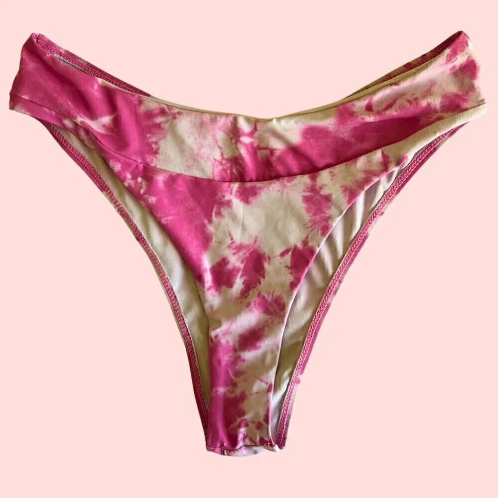 Pink & White Tie Dye Bikini Swimsuit